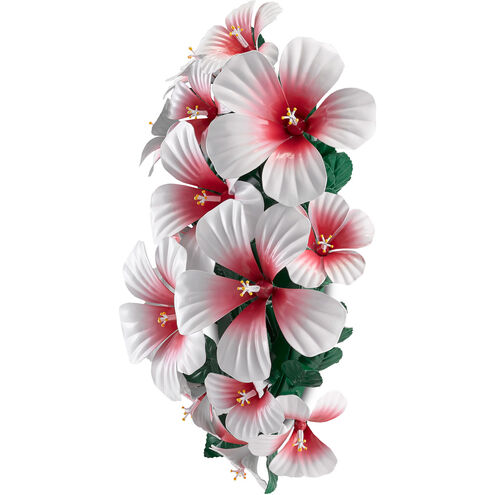 Hibiscus 7 Light 14 inch Glossy White/Pink/Green Wall Sconce Wall Light, Sasha Bikoff Collection