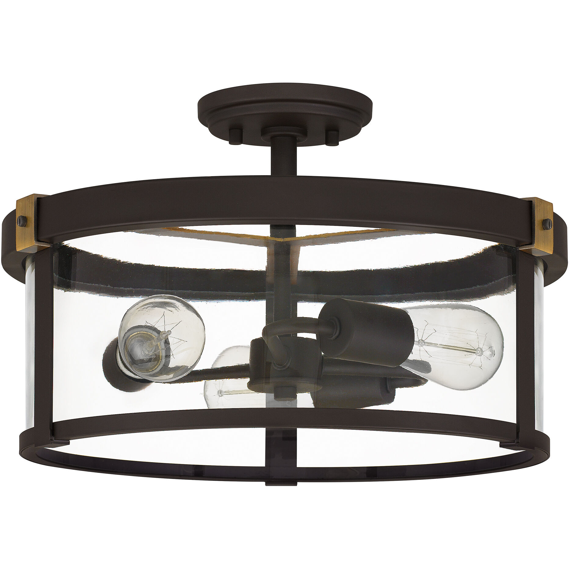 Lisbon 3 Light 16.75 inch Old Bronze Semi-Flush Mount Ceiling Light