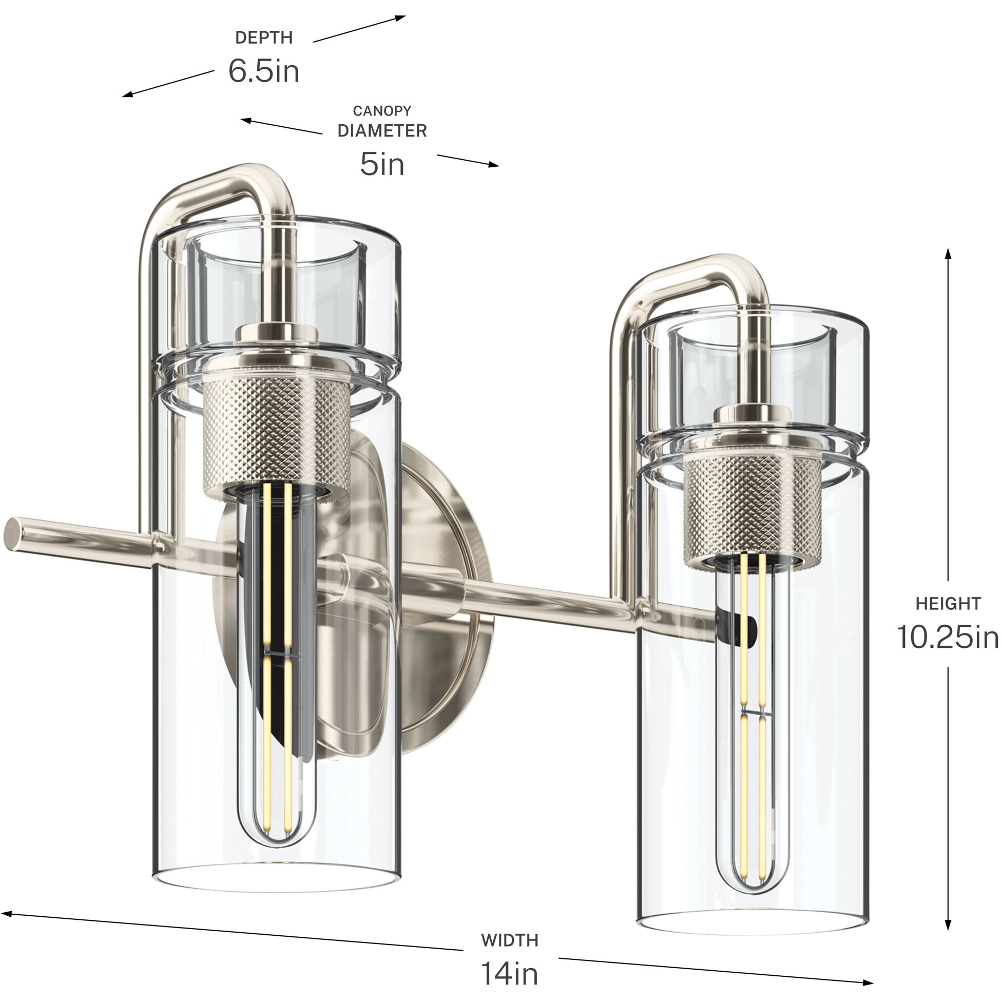 Niccol 2 Light 14 inch Polished Nickel Vanity Light Wall Light