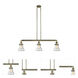 Franklin Restoration Bellmont 3 Light 39 inch Antique Brass Island Light Ceiling Light in Incandescent, Seedy Glass, Franklin Restoration