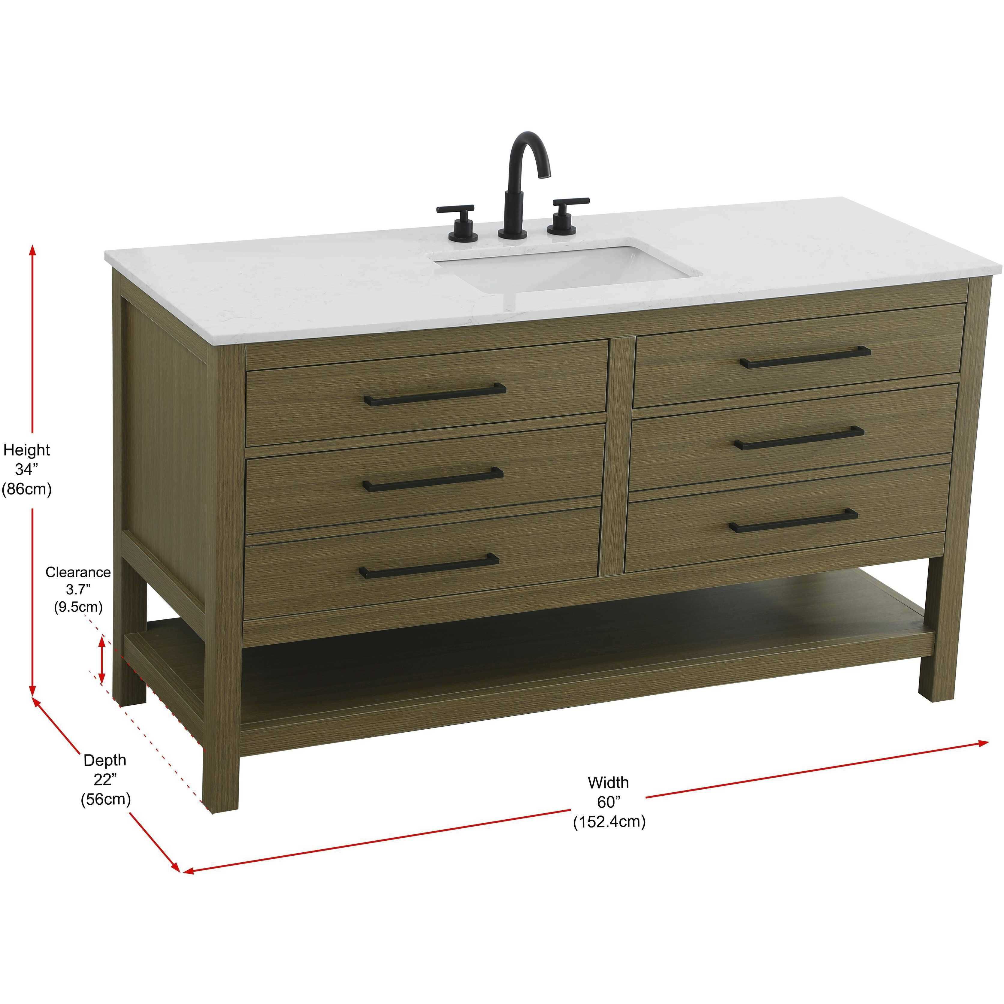 Karson 60 X 34 inch Chestnut Brown Bathroom Vanity Cabinet