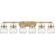 Pilaster II Sphere 6 Light 45.5 inch Brushed Brass Bath Vanity Light Wall Light in Seedy Glass