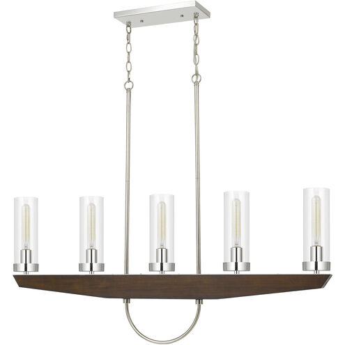 Ercolano 5 Light 43 inch Wood/Brushed Steel Island Light Ceiling Light