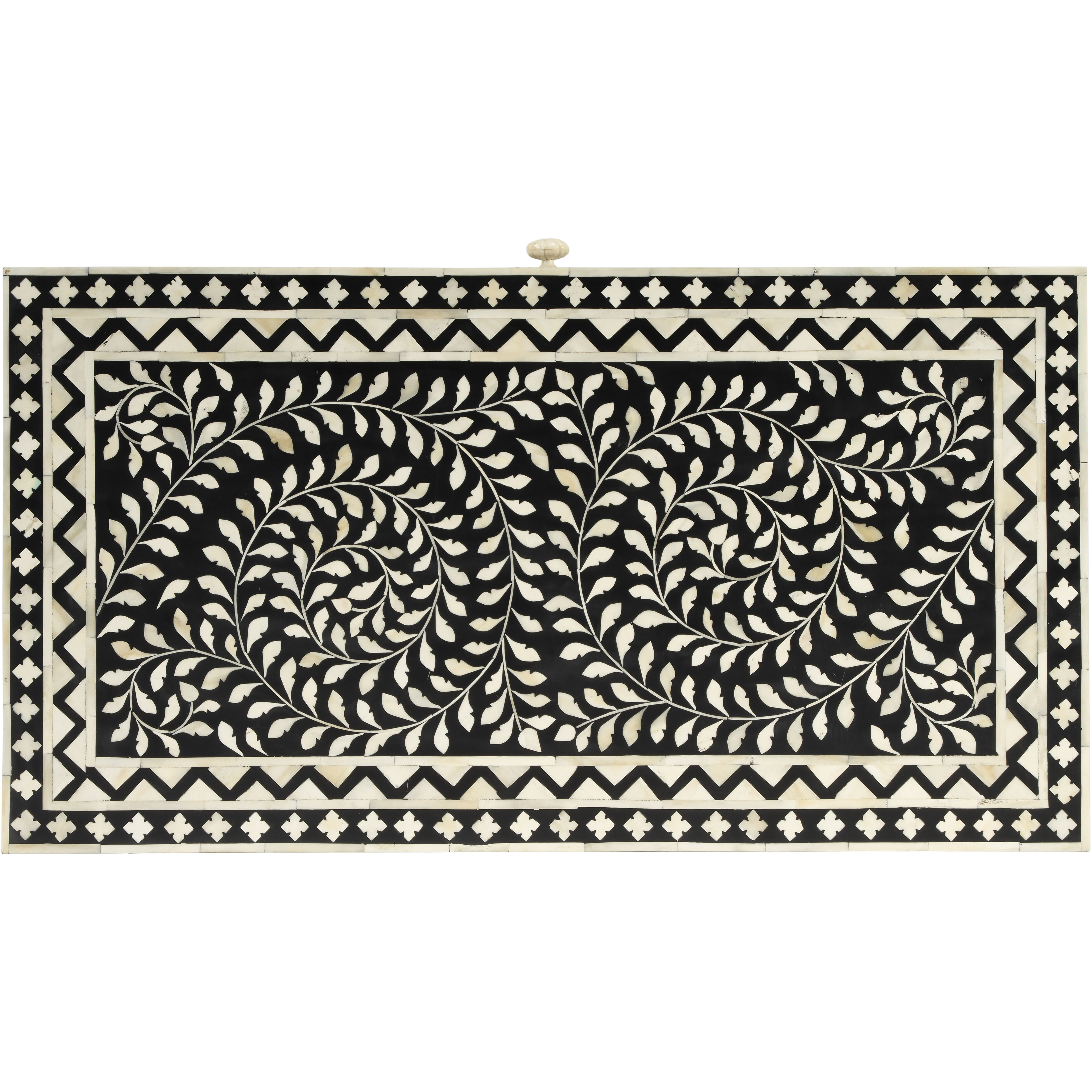 Perilla  Bone Inlay Writing Desk in Black and White,Gold