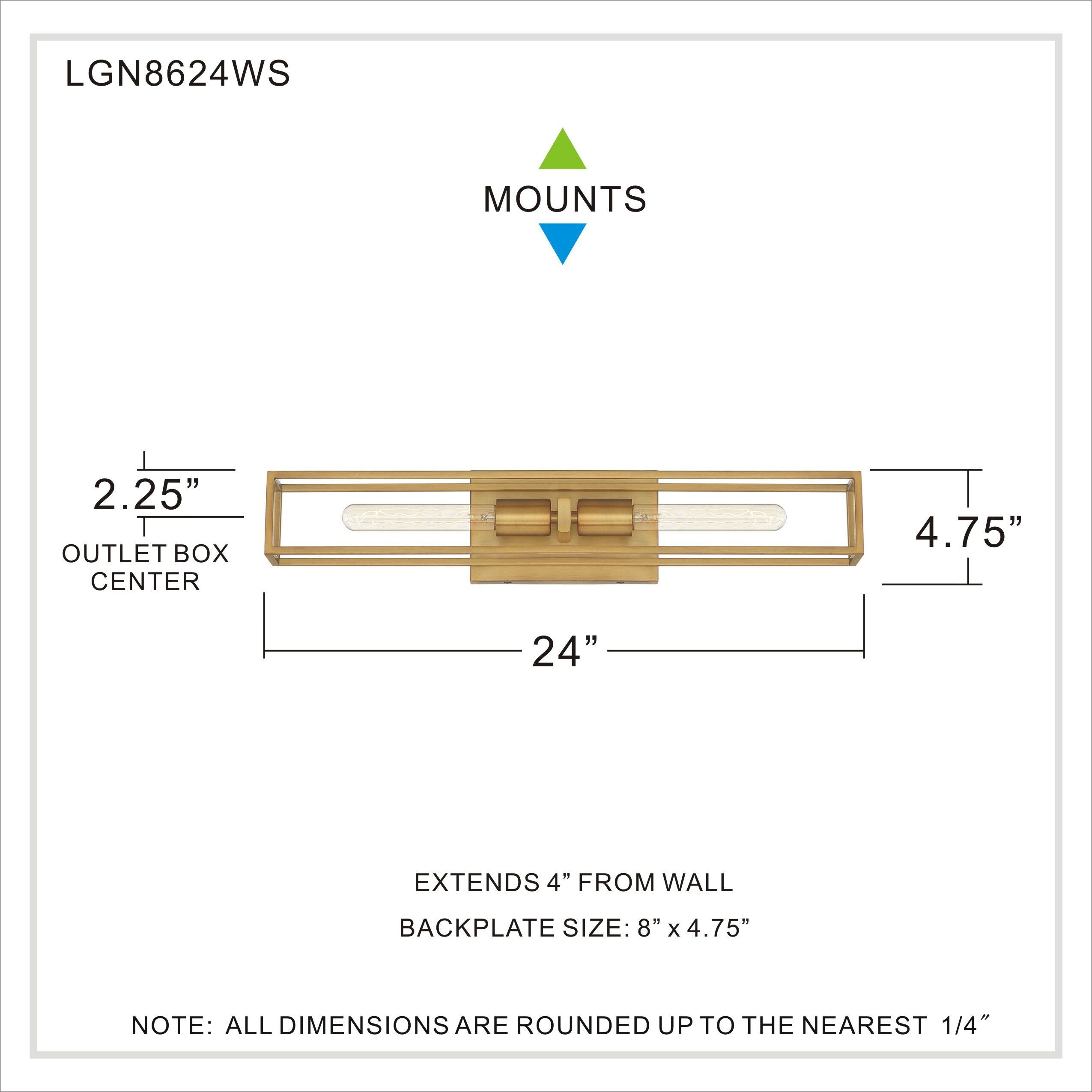 Leighton 2 Light 24 inch Weathered Brass Bath Light Wall Light