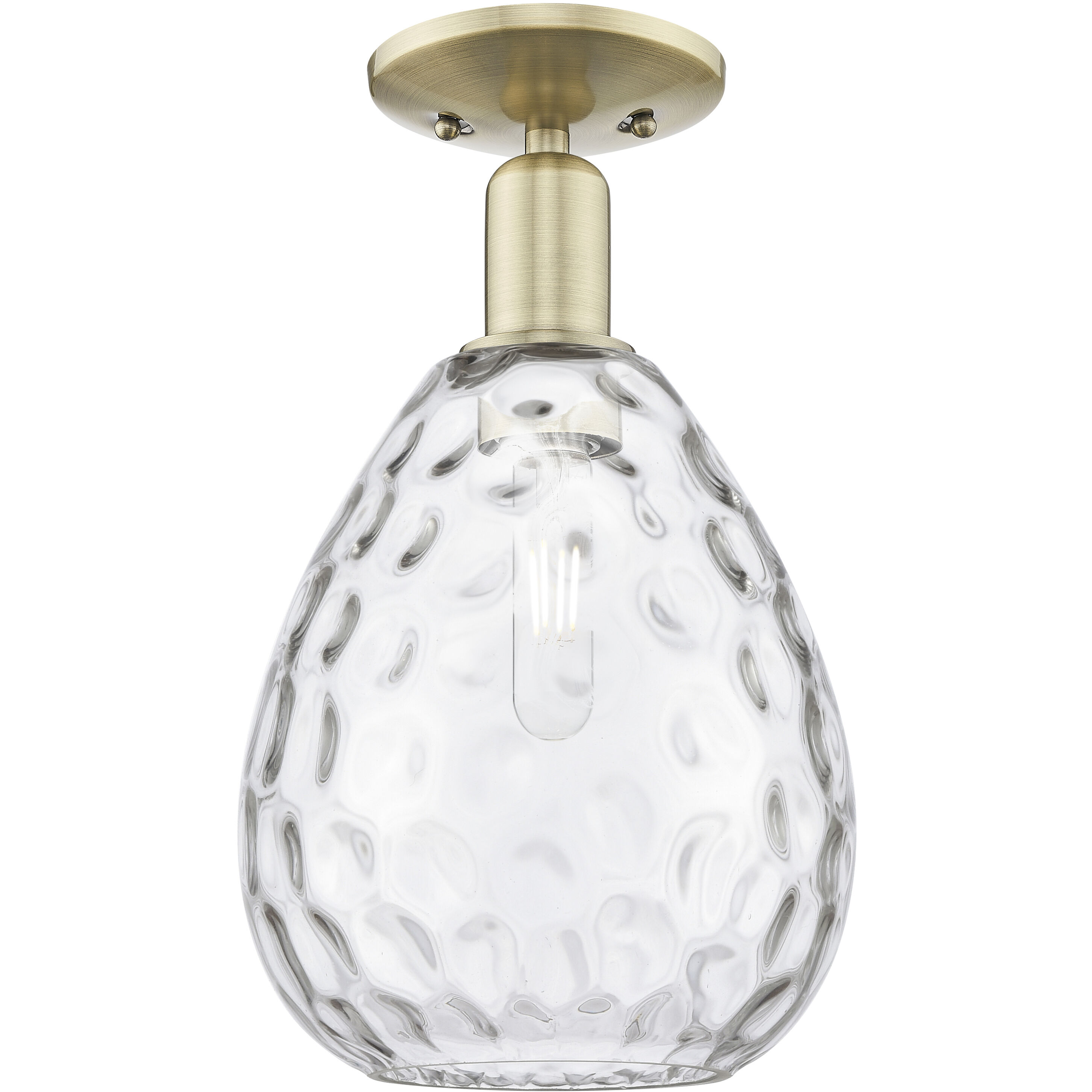 Arcadia Waverly 1 Light 8 inch Antique Brass Semi-Flush Mount Ceiling Light