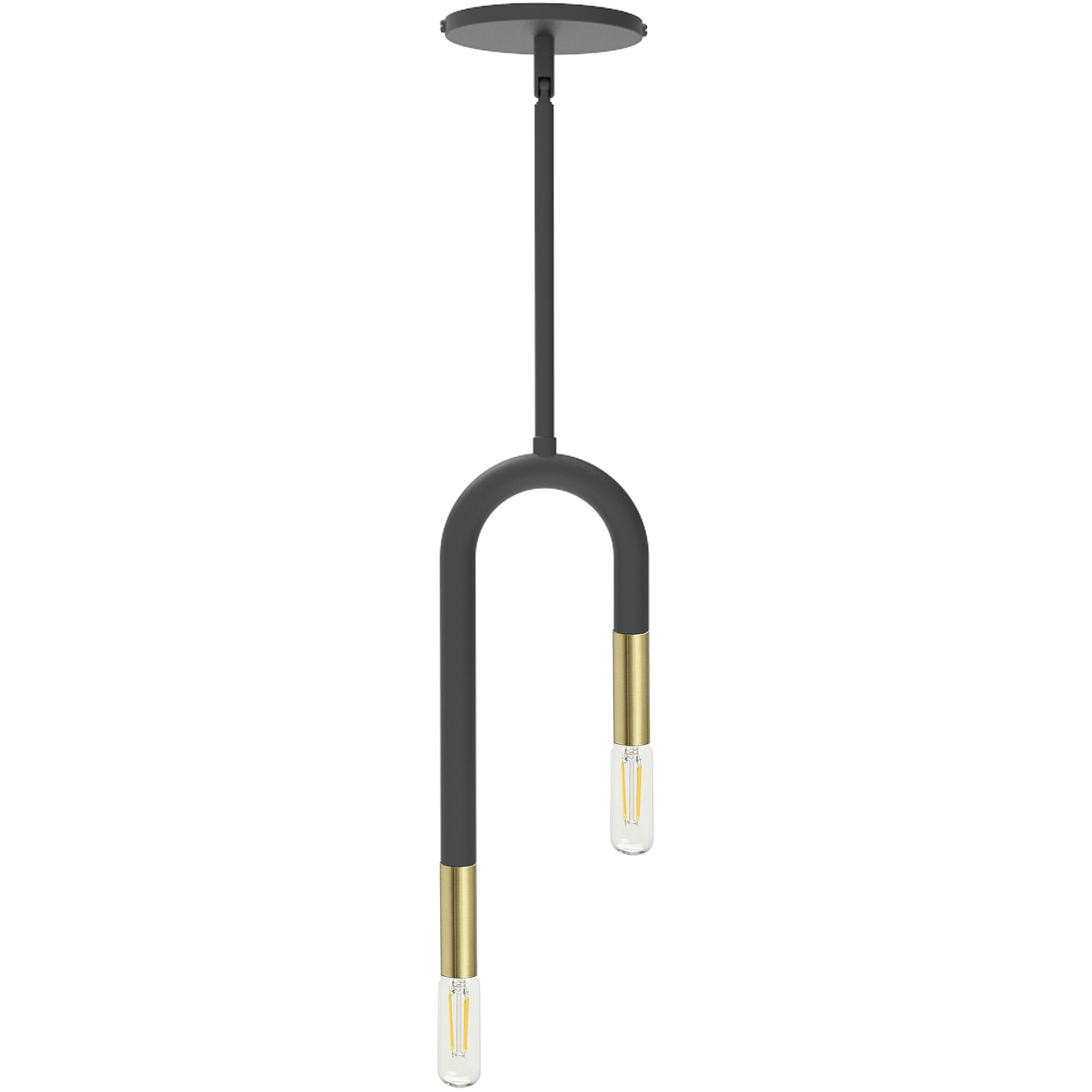 Wand 2 Light 5 inch Matte Black with Aged Brass Pendant Ceiling Light in Matte Black and Aged Brass