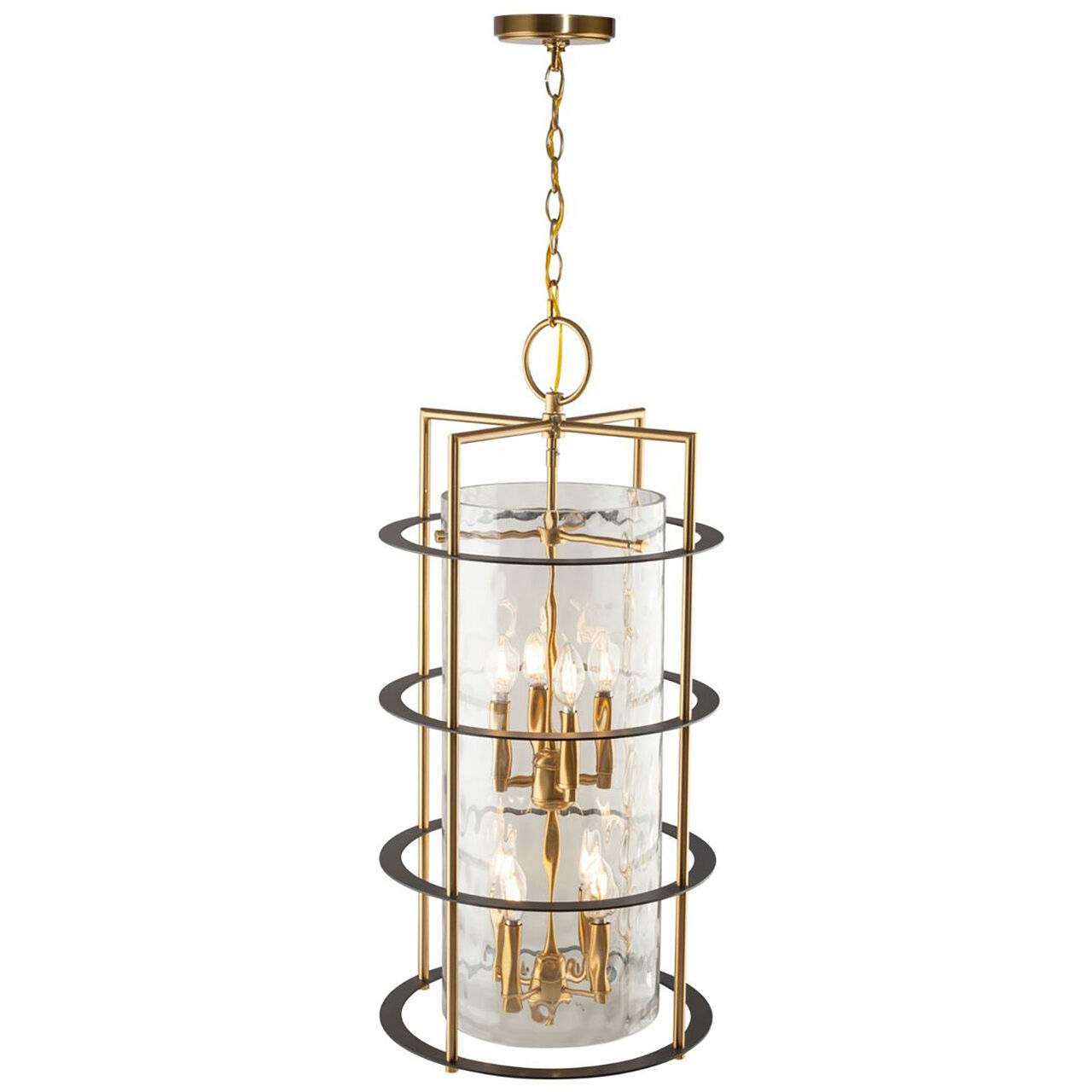 Burford LED 15 inch Brass and Black Chandelier Ceiling Light