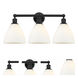 Edison Bristol Glass 3 Light 26 inch Matte Black Bath Vanity Light Wall Light in Matte White Glass