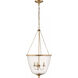 AERIN Pondview 3 Light 19.5 inch Hand-Rubbed Antique Brass Jar Lantern Pendant Ceiling Light, Medium
