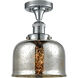 Franklin Restoration Large Bell LED 8 inch Polished Chrome Semi-Flush Mount Ceiling Light in Silver Plated Mercury Glass, Franklin Restoration
