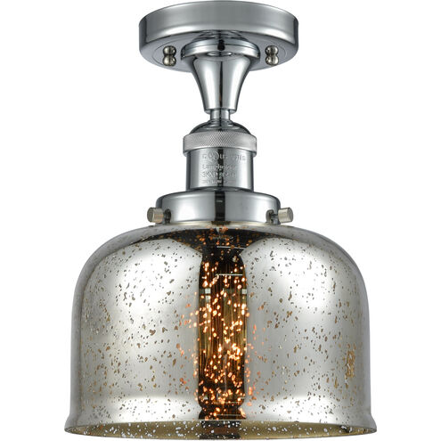 Franklin Restoration Large Bell LED 8 inch Polished Chrome Semi-Flush Mount Ceiling Light in Silver Plated Mercury Glass, Franklin Restoration