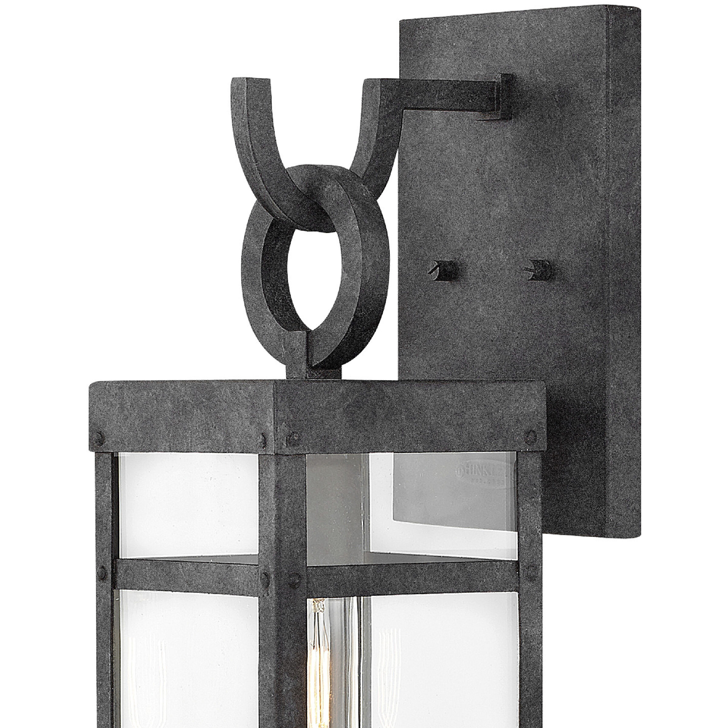 Estate Series Porter Outdoor Wall Mount Lantern in Aged Zinc, Non-LED, Open Air