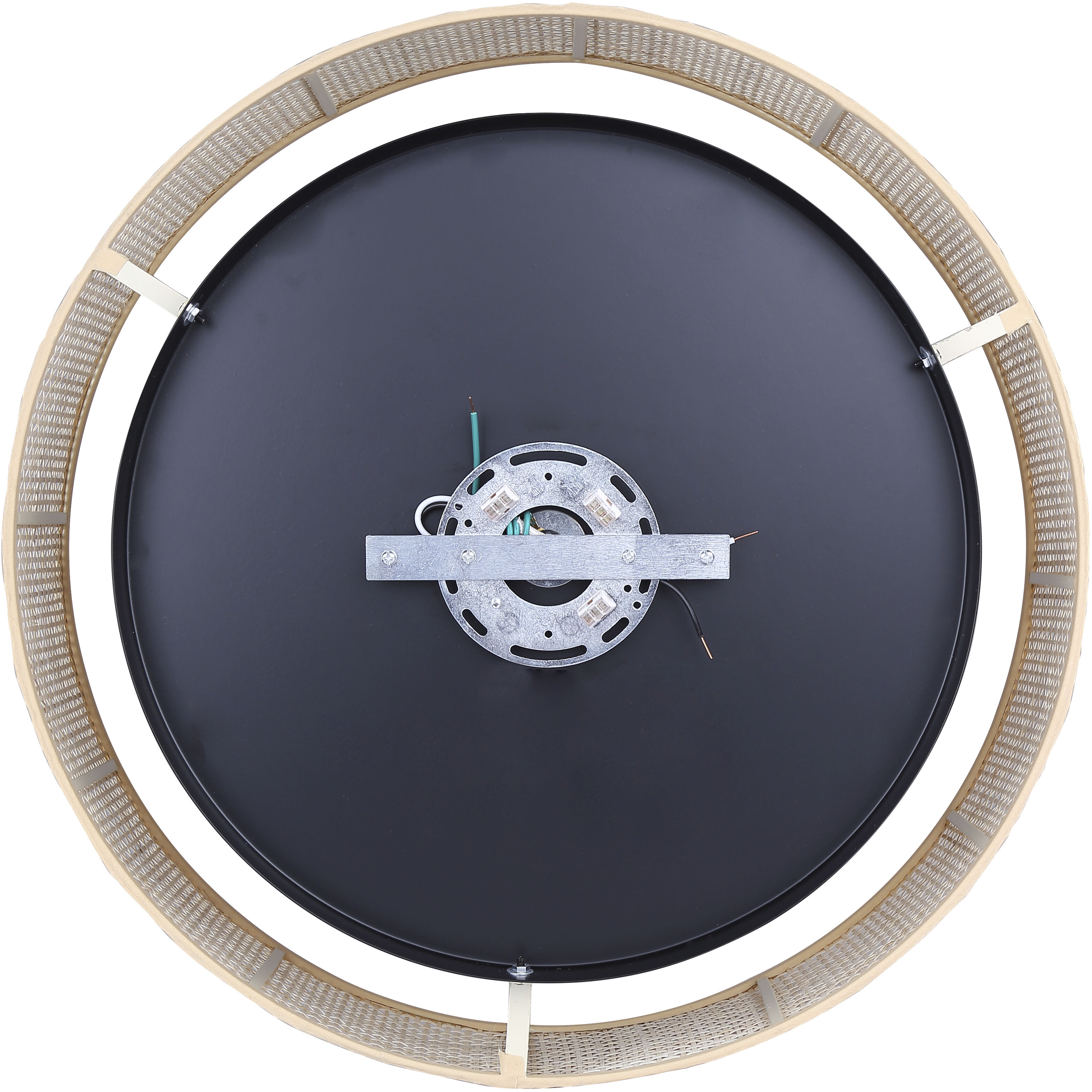 Bellamy 3 Light 19 inch Black Flush Mount Ceiling Light in Natural Rattan