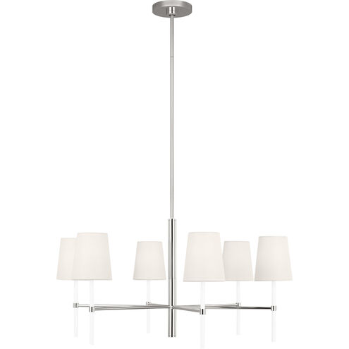 kate spade new york Monroe 6 Light 32 inch Polished Nickel Chandelier Ceiling Light in Polished Nickel / Gloss White