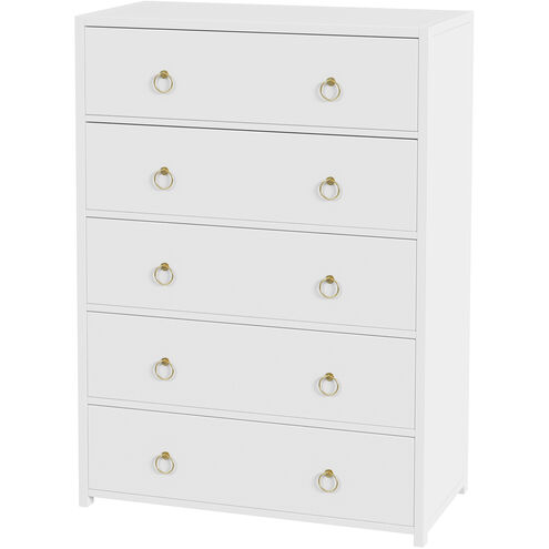 Lark 5 Drawer Dresser in White