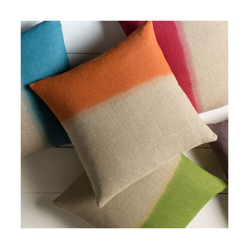 Dip Dyed 22 X 22 inch Khaki/Teal Pillow Cover