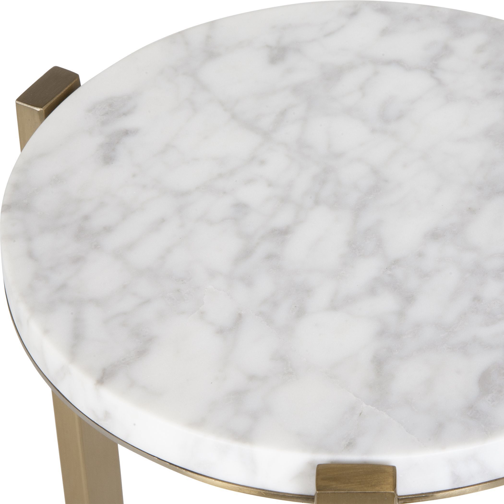 Pietra 23 X 10.63 inch Antique Brass and Carrara Marble Drink Table