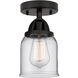 Nouveau 2 Small Bell 1 Light 5 inch Matte Black Semi-Flush Mount Ceiling Light in Clear Glass