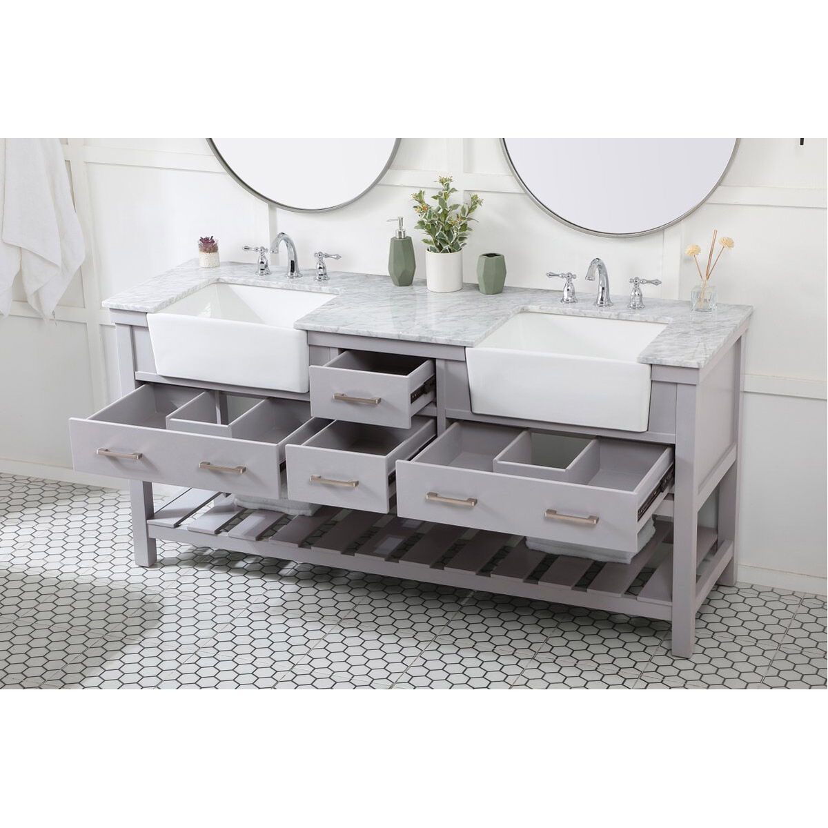 Clement 72 X 22 X 34 inch Grey Bathroom Vanity Cabinet