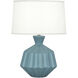 Small Orion 17.63 inch 60 watt Matte Steel Blue Table Lamp Portable Light, Polished Nickel Accents