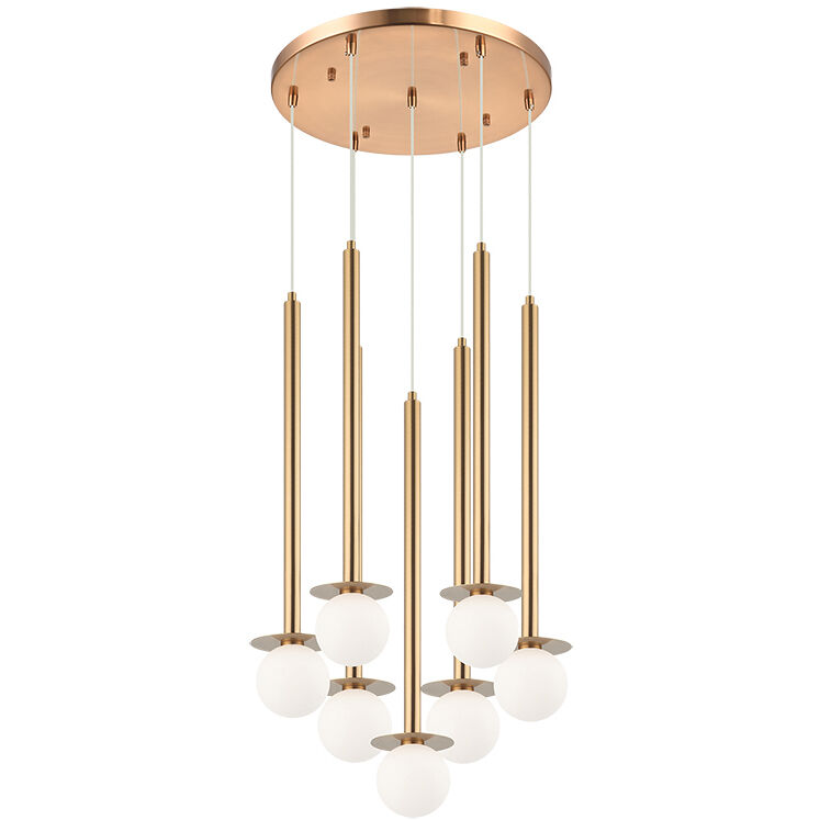 Reigndrop 7 Light 17.75 inch Aged Gold Brass Pendant Ceiling Light