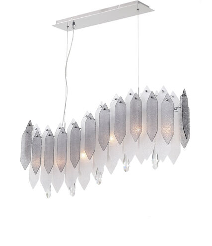 Stratus 6 Light 7 inch Chrome Frame Smoke and Frosted Glass Chandelier Ceiling Light