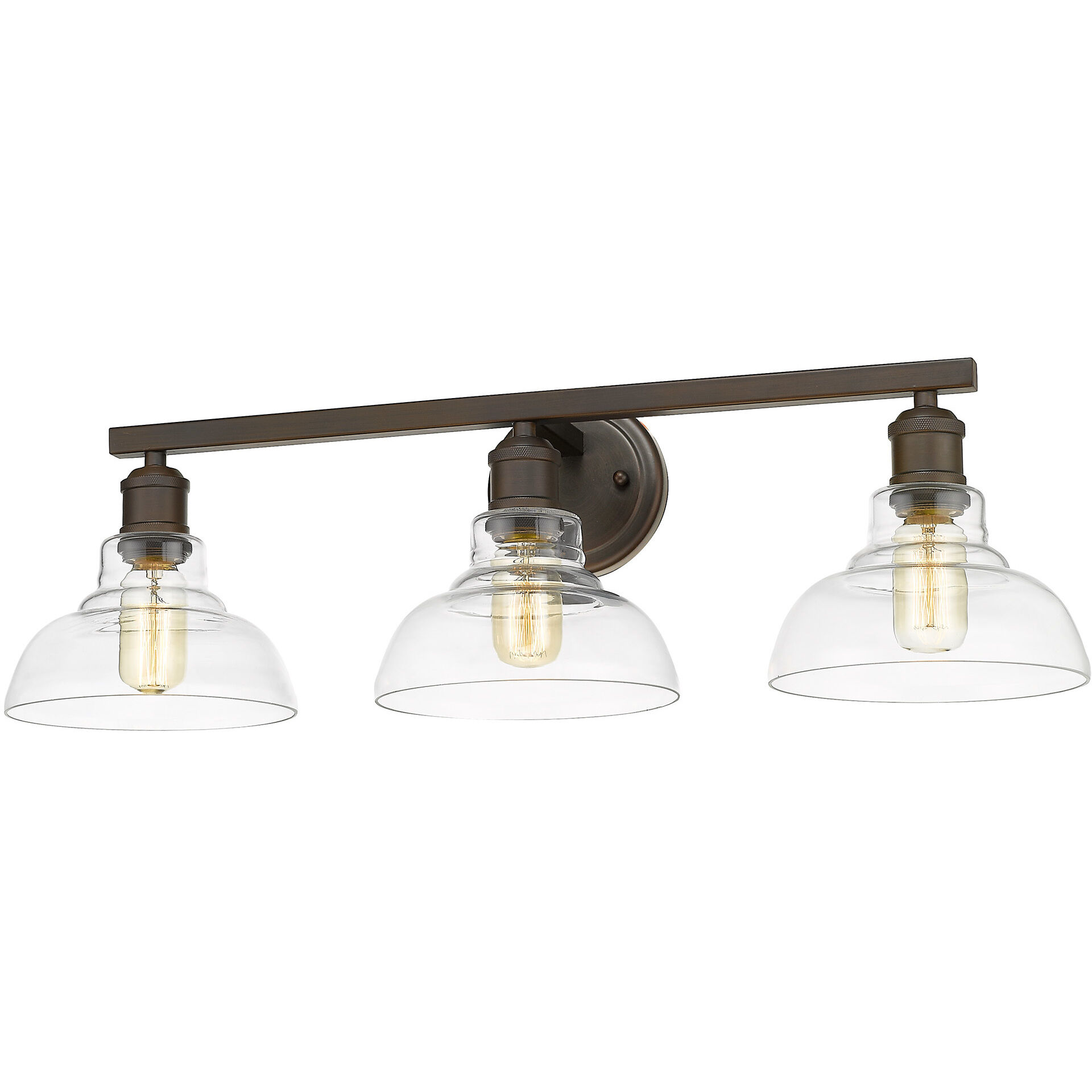 Yep Carver Vanity Wall Light in Rubbed Bronze, Clear Glass
