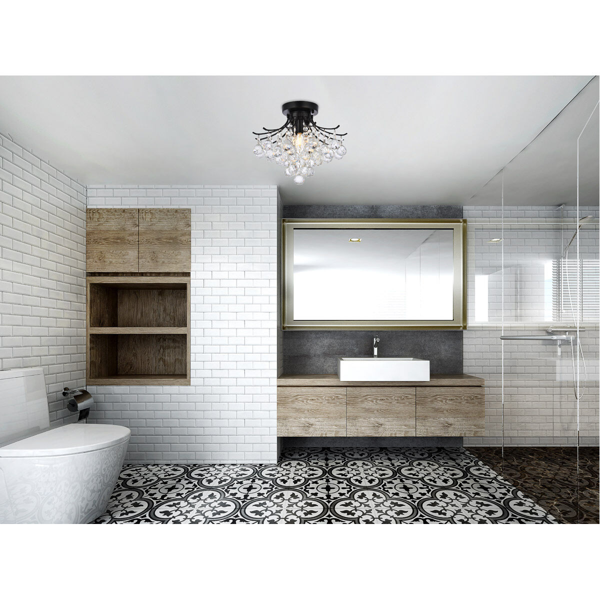 Toureg 3 Light 16 inch Black and Clear Flush Mount Ceiling Light