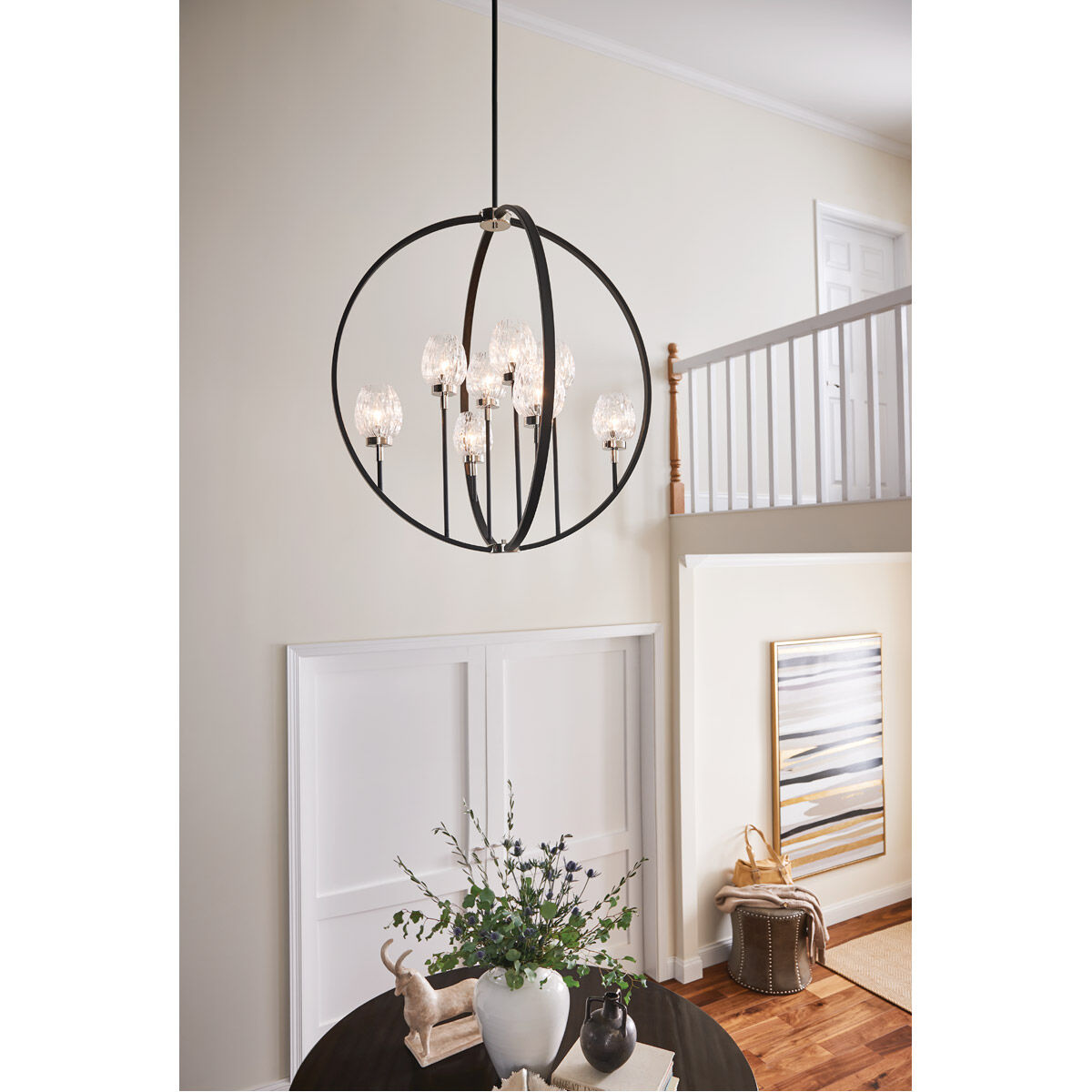 Moyra 8 Light 36 inch Black Chandelier 1 Tier Large Ceiling Light Large
