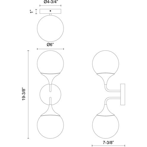 Alora Mood Nouveau 2 Light 6 inch Matte Black Bath Vanity Light Wall Light