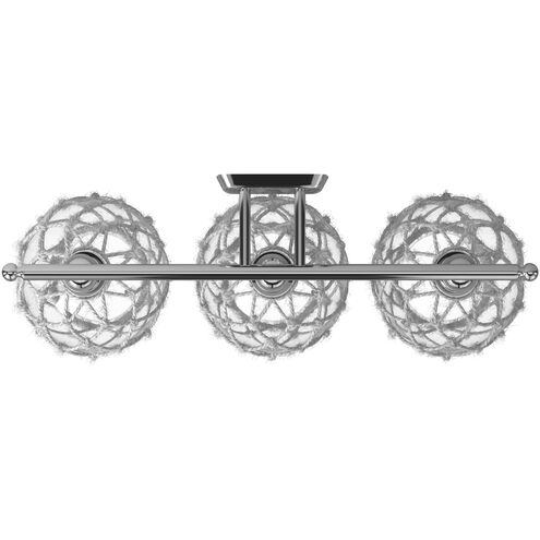 Ballston Farmhouse Rope 3 Light 28 inch Polished Chrome Bath Vanity Light Wall Light in Bulb Not Included, Clear Glass with White Rope, Ballston