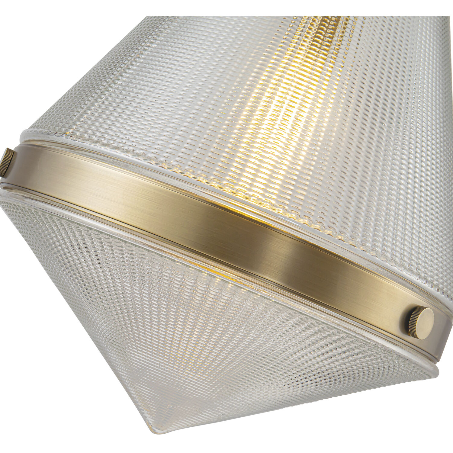 Willard Pendant Ceiling Light in Vintage Brass, Clear Prismatic Glass