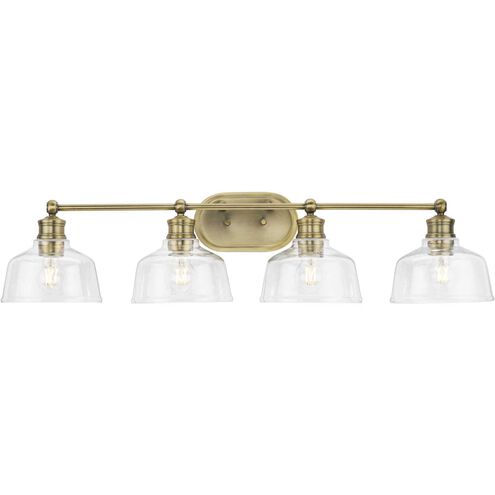 Singleton 4 Light 36 inch Vintage Brass Bath Vanity Wall Light