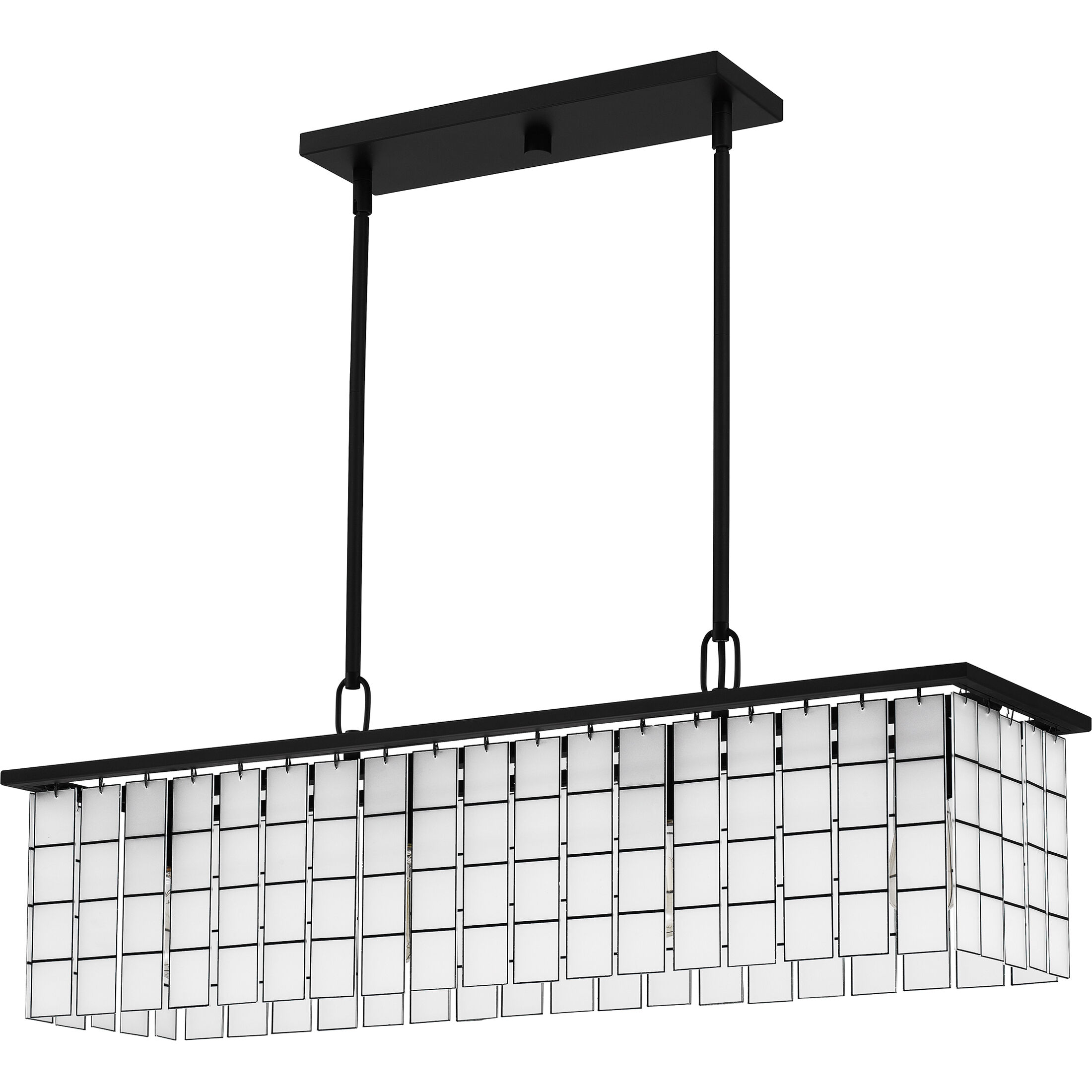 Seigler 4 Light 34 inch Matte Black Island Light Ceiling Light in Etched Glass