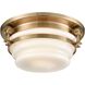 Riley 2 Light 12 inch Satin Brass with White Flush Mount Ceiling Light