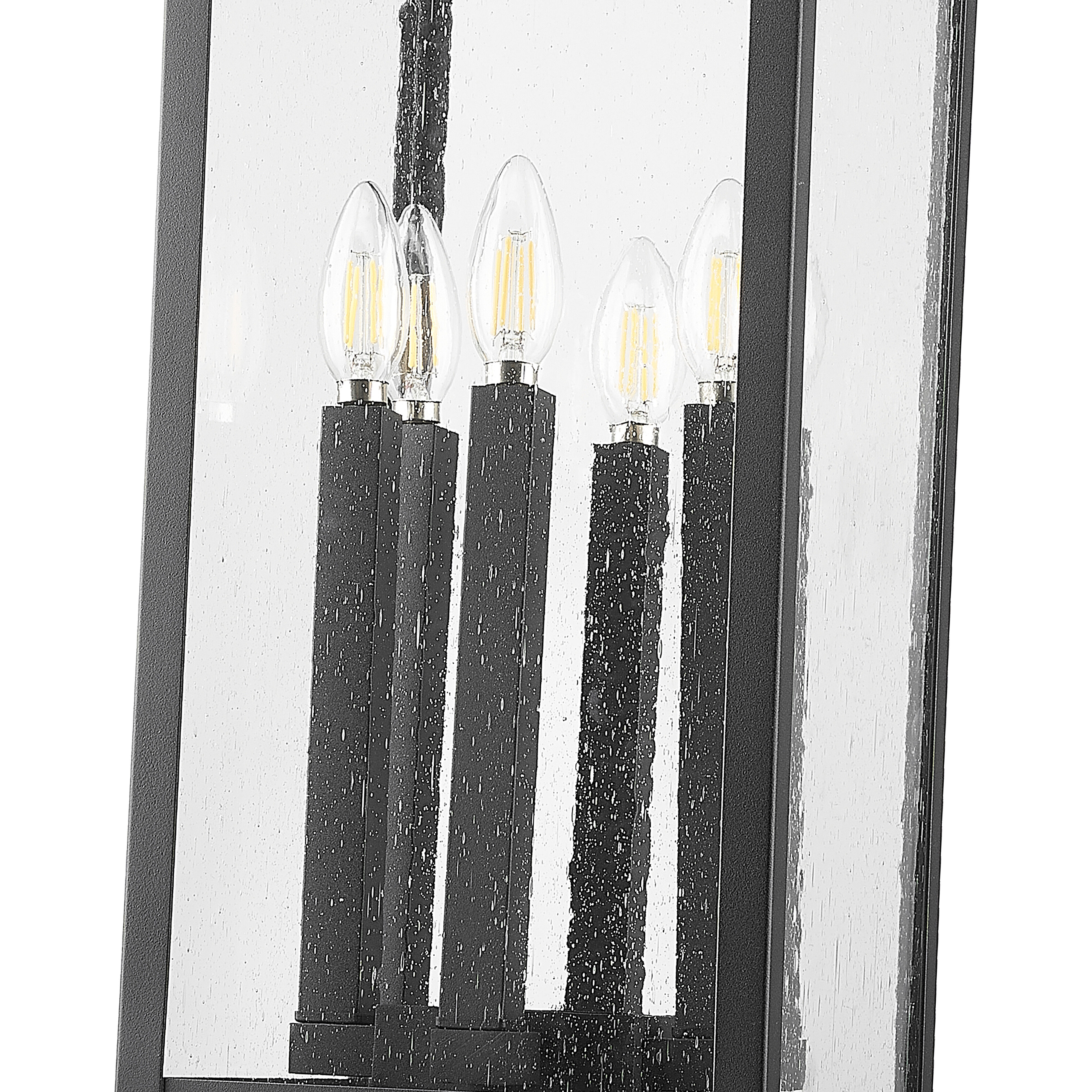 Tiberius 6 Light 36.5 inch Black Outdoor Pier Mounted Fixture in Clear Seedy Glass