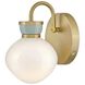 Lucy 1 Light 7.75 inch Lacquered Brass with Seafoam Bath Light Wall Light