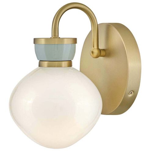 Lucy 1 Light 7.75 inch Lacquered Brass with Seafoam Bath Light Wall Light