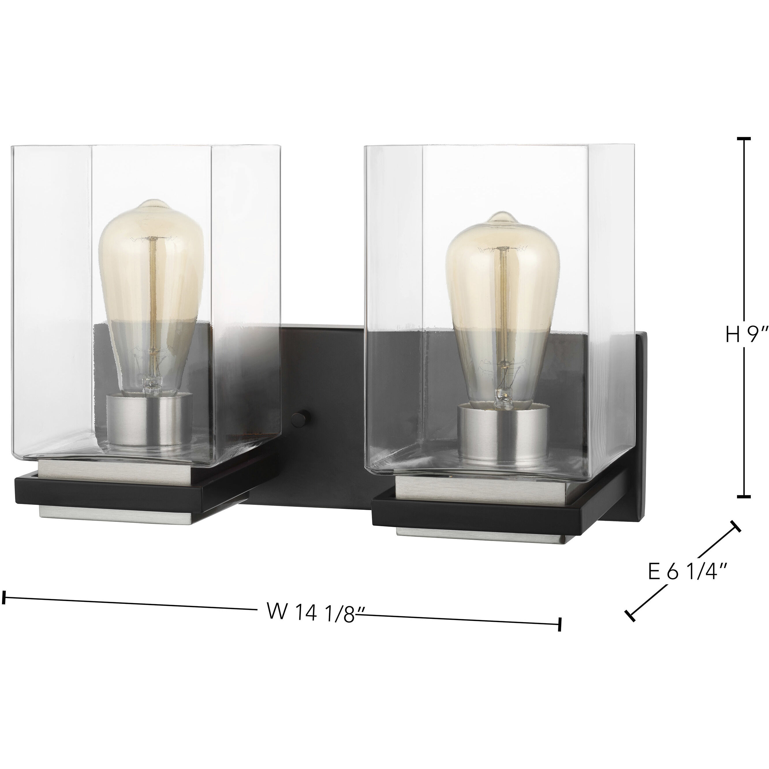 Crossroads 2 Light 14.13 inch Matte Black Bathroom Vanity Lights Wall Light