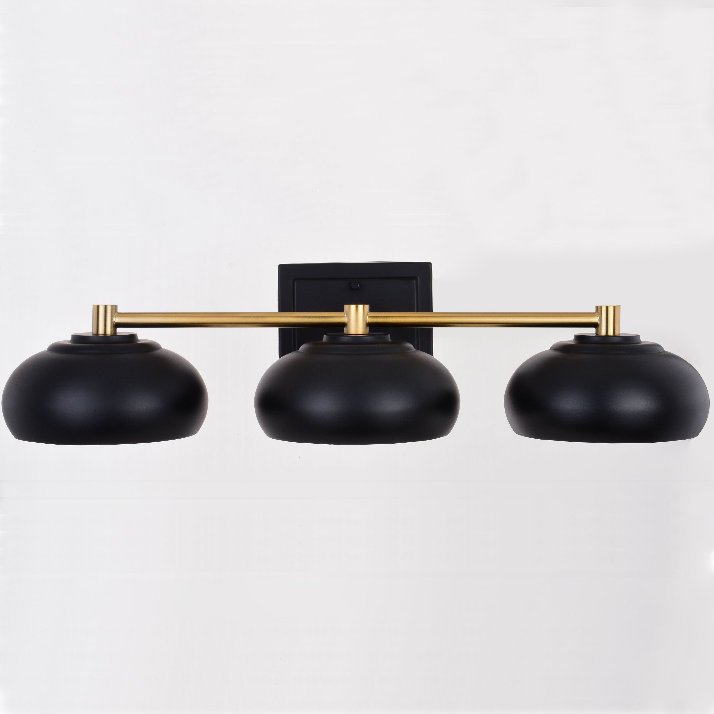 Belmont LED 27.5 inch Matte Black and Satin Brass Bathroom Light Wall Light in 3