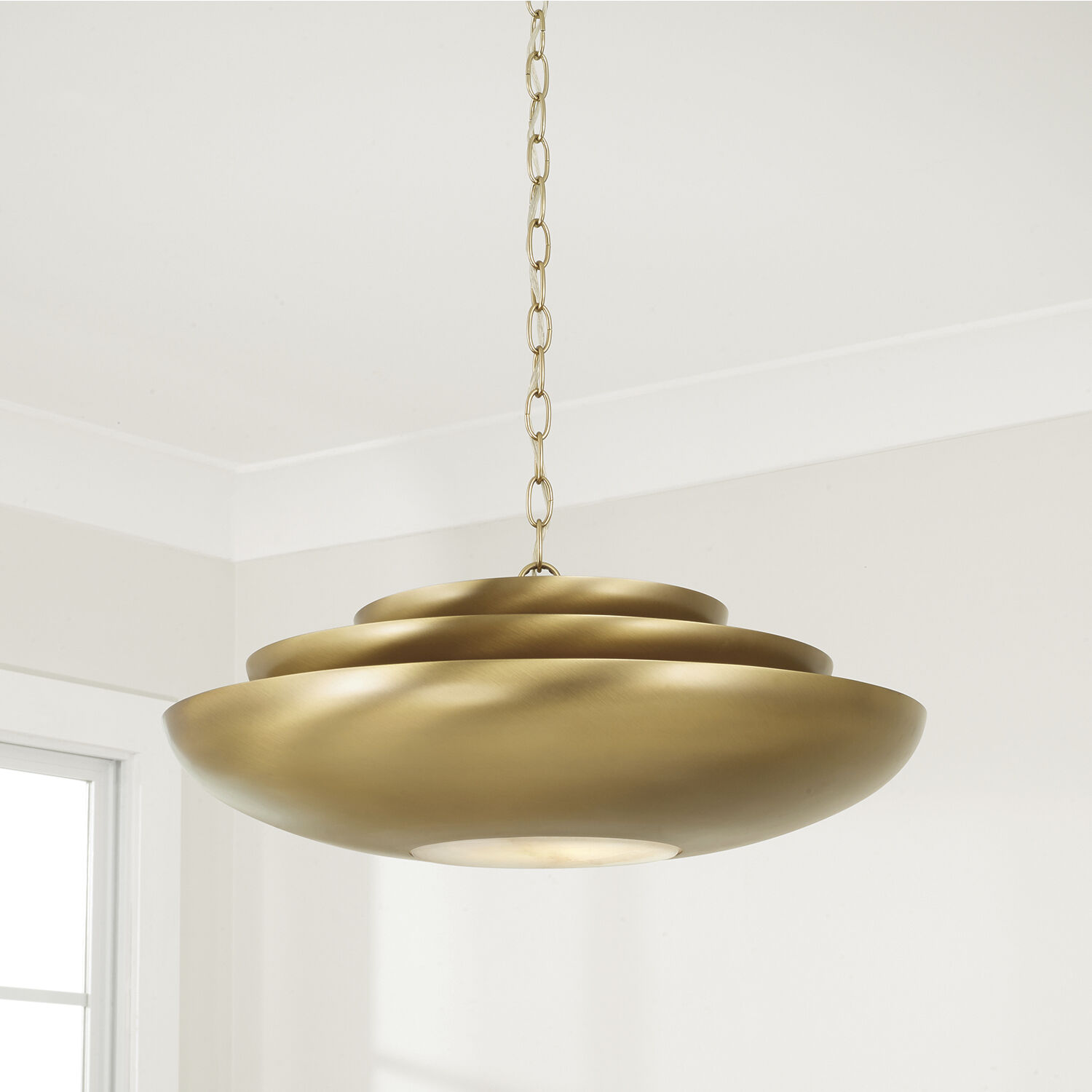 Gia 1 Light 21.5 inch Aged Brass Pendant Ceiling Light