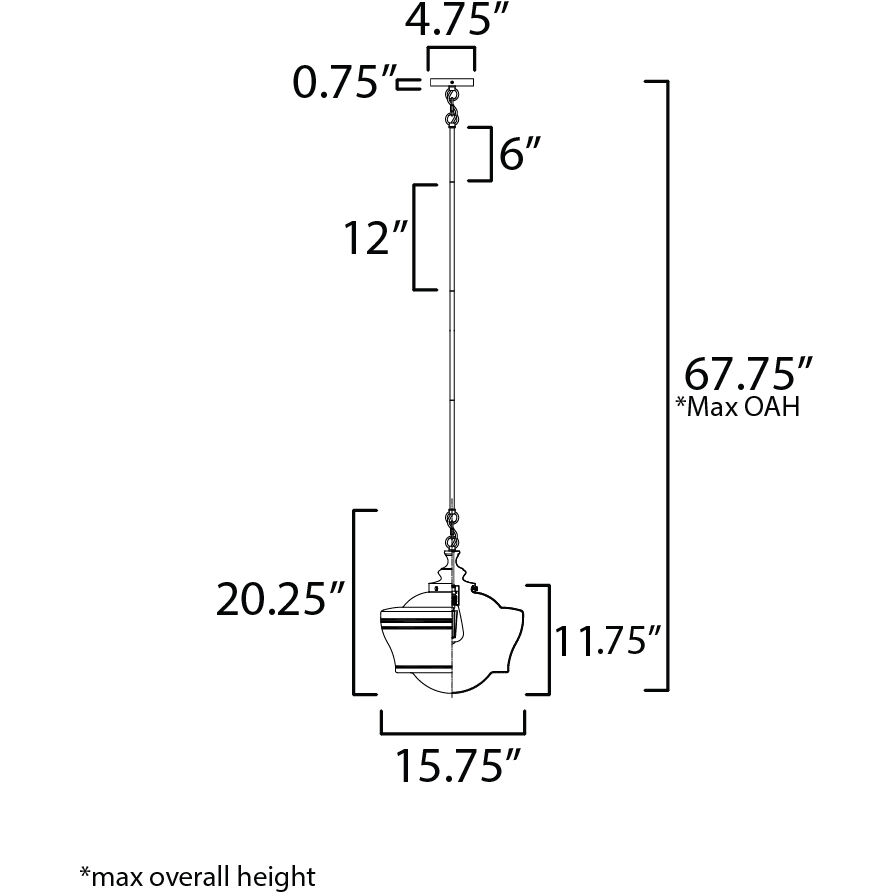 Eureka 1 Light 15.75 inch Black Single Pendant Ceiling Light