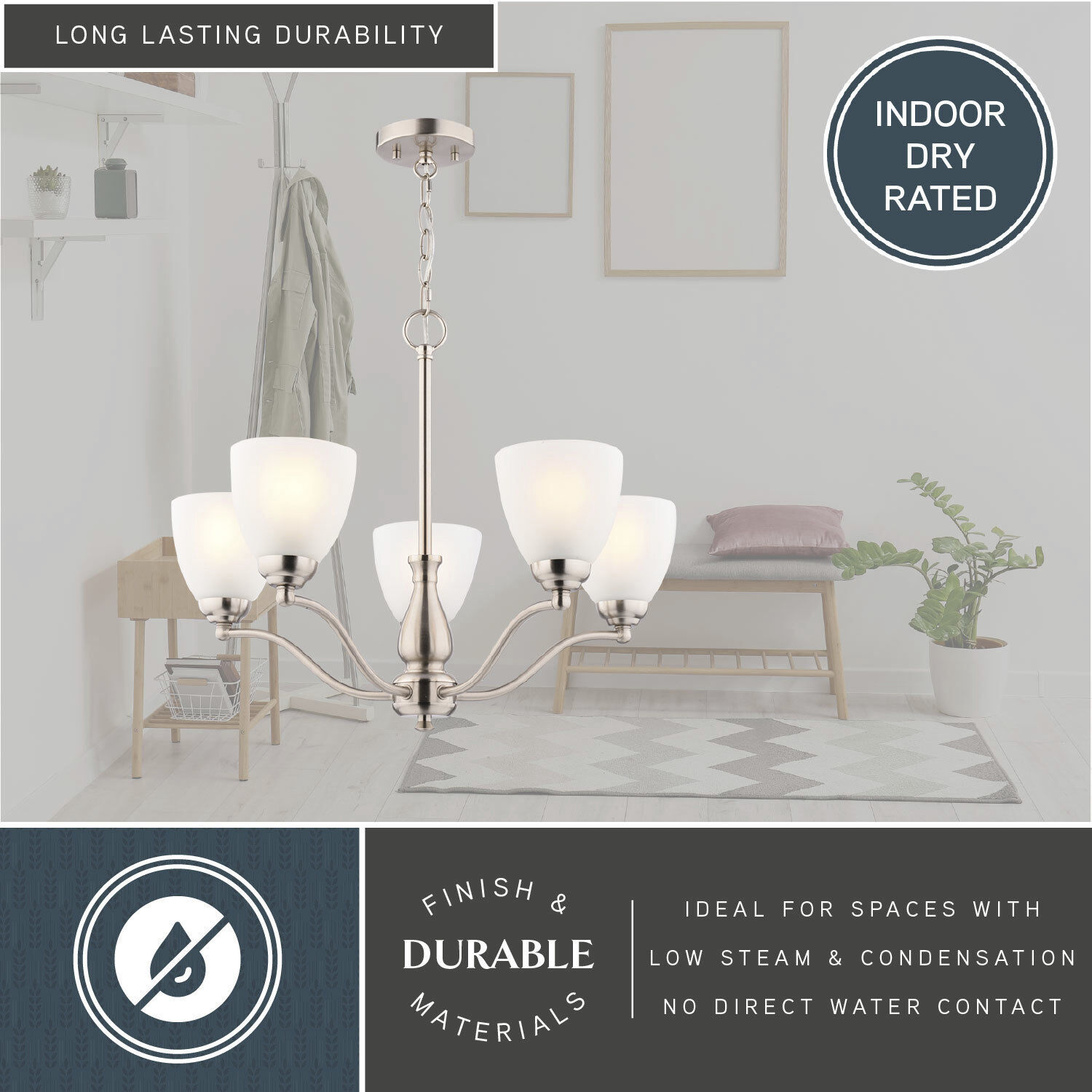 Bellwood 5 Light 24.5 inch Satin Nickel Chandelier Ceiling Light