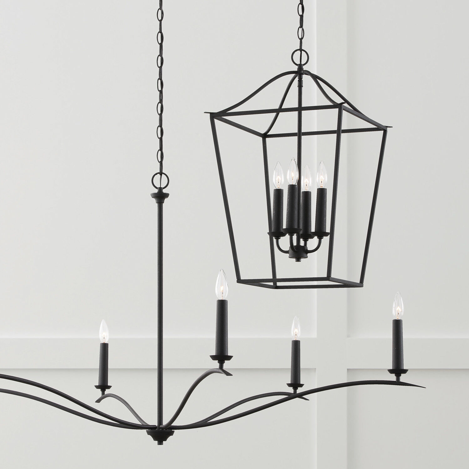 Grady 6 Light 57 inch Black Iron Chandelier Ceiling Light