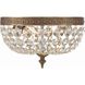 Waltham 2 Light 10 inch Olde Brass Flush Ceiling Light in Clear Italian