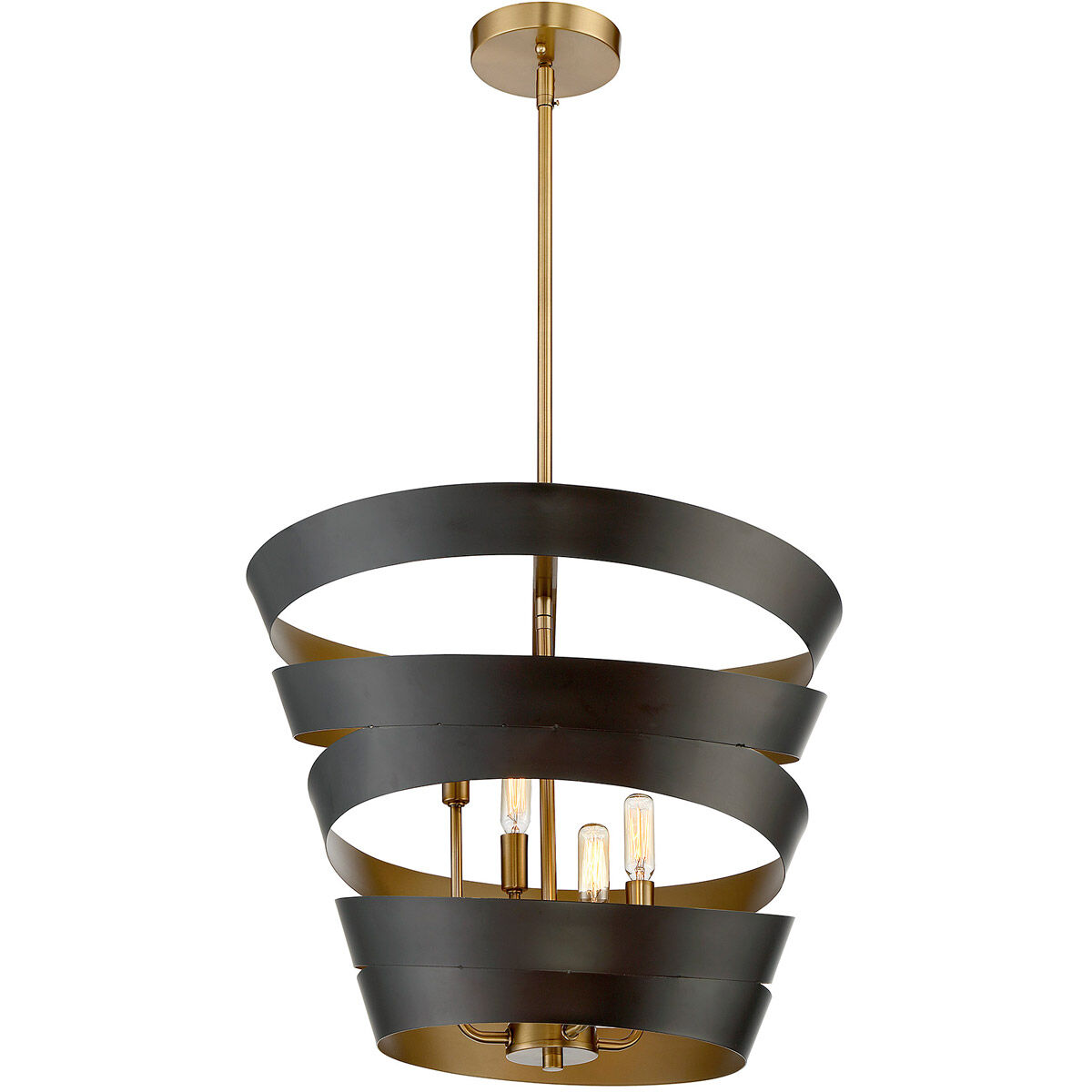 Modern 4 Light 18.88 inch Matte Black with Gold Pendant Ceiling Light