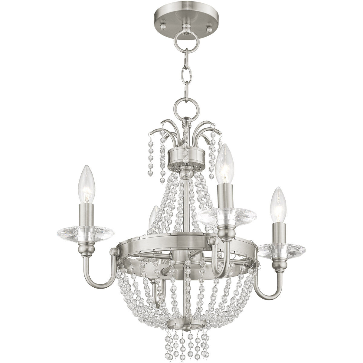 Valentina 4 Light 18 inch Brushed Nickel Convertible Mini Chandelier/Ceiling Mount Ceiling Light