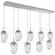 Meteo LED LED Classic Silver Linear Pendant Ceiling Light in 3000K LED, Floret Inner - Clear Outer, Multi-Pendant