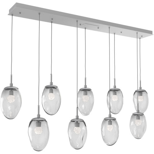Meteo LED LED Classic Silver Linear Pendant Ceiling Light in 3000K LED, Floret Inner - Clear Outer, Multi-Pendant
